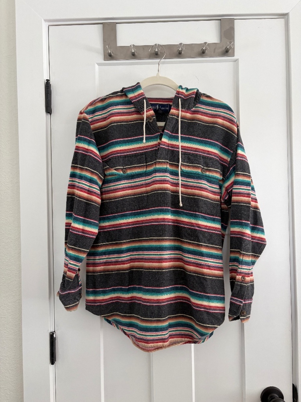 Vintage Ralph Lauren Striped Cotton Shirt With Hood Size S